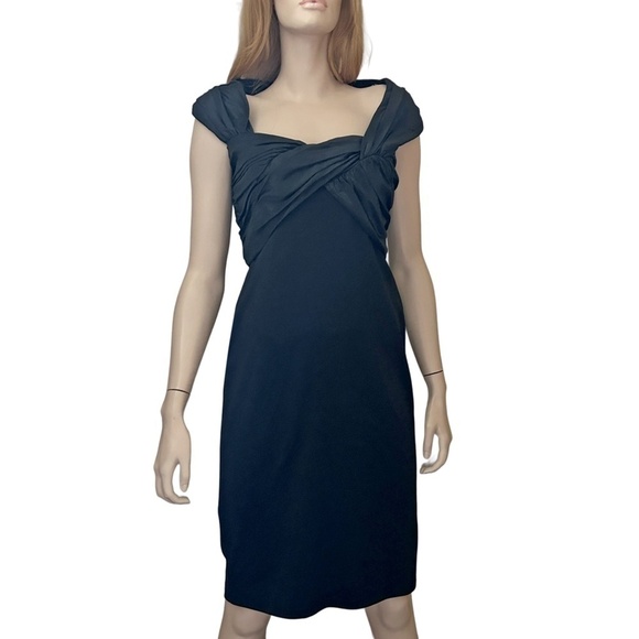 Tadashi Collection Dress Sheath Cocktail Twist Front Bodice Ruched Shoji - Picture 3 of 16
